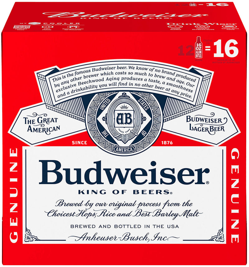 Budweiser 2x 12 Pack (16 oz Aluminum Bottles) – The Booze Outlet