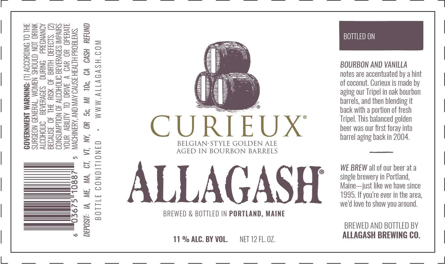 ALLAGASH CURIEUX BOURBON BARREL AGED TRIPEL 750 mL (12)